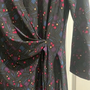 Anne Klein Black Multicolor Long Sleeve Dress